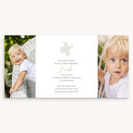 Faire-part de Bapt&ecirc;me Douce colombe pas cher