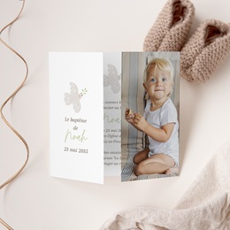 Faire-part de Bapt&ecirc;me Douce colombe gratuit