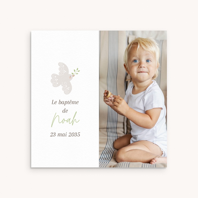 Faire-part de Bapt&ecirc;me Douce colombe