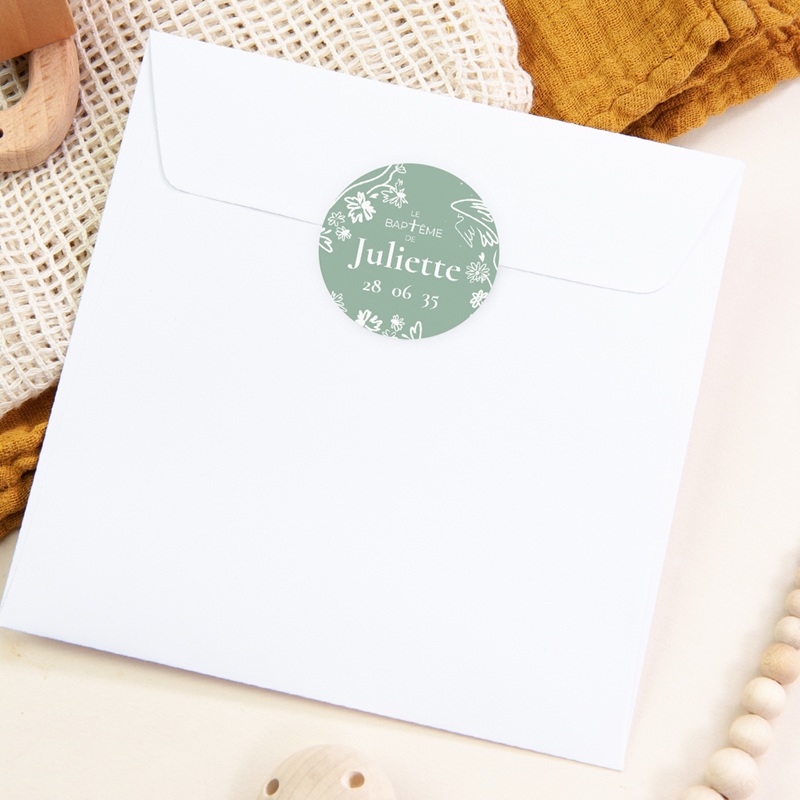 Sticker Enveloppe Bapt&ecirc;me Jour b&eacute;ni pas cher