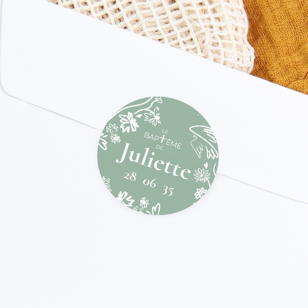 Sticker Enveloppe Bapt&ecirc;me Jour b&eacute;ni gratuit
