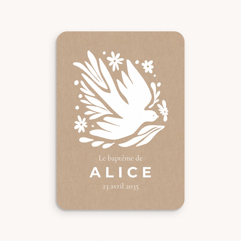Faire-part de Bapt&ecirc;me Ailes de Lumi&egrave;re