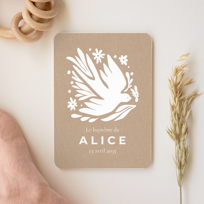 Faire-part de Bapt&ecirc;me Ailes de Lumi&egrave;re gratuit