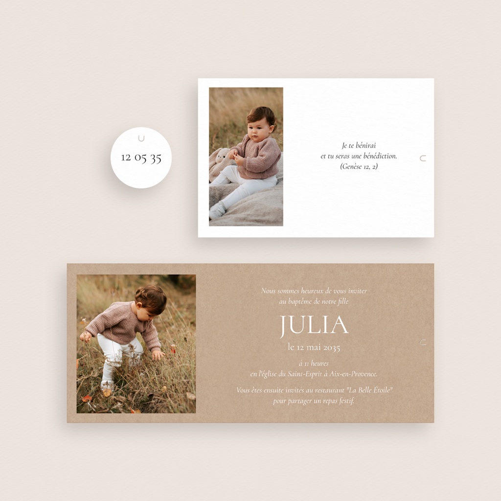 Faire-part de Bapt&ecirc;me Un Ciel de Tendresse gratuit