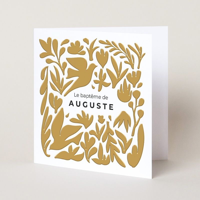 Faire-part de Bapt&ecirc;me Ailes d&rsquo;Or pas cher
