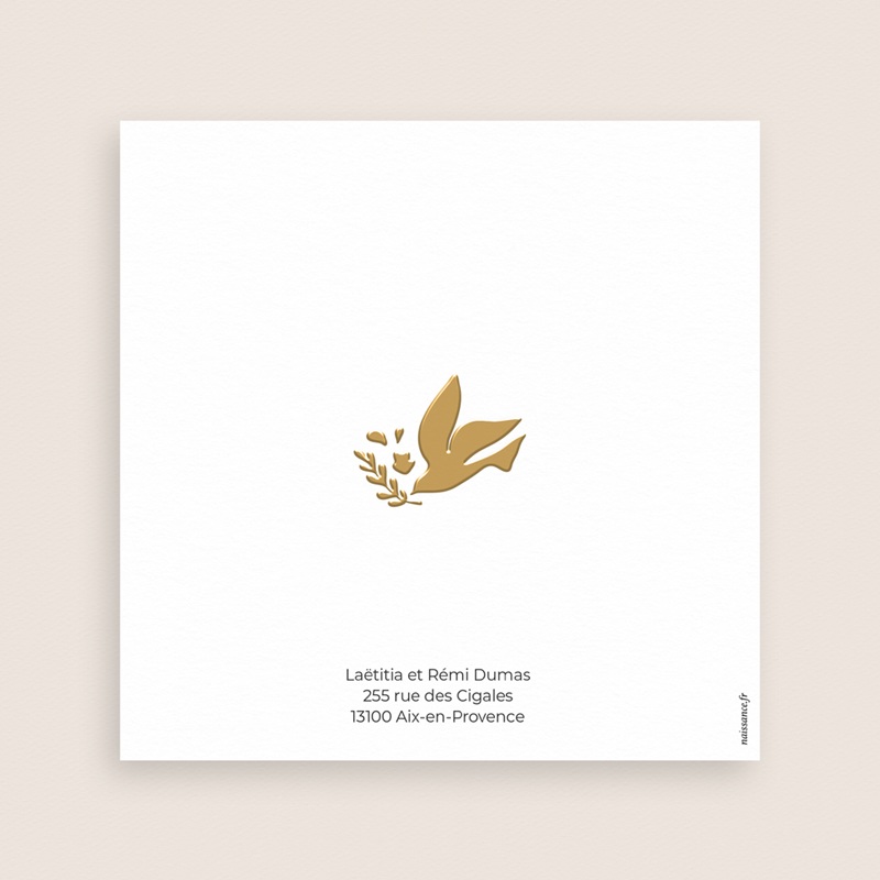Faire-part de Bapt&ecirc;me Ailes d&rsquo;Or