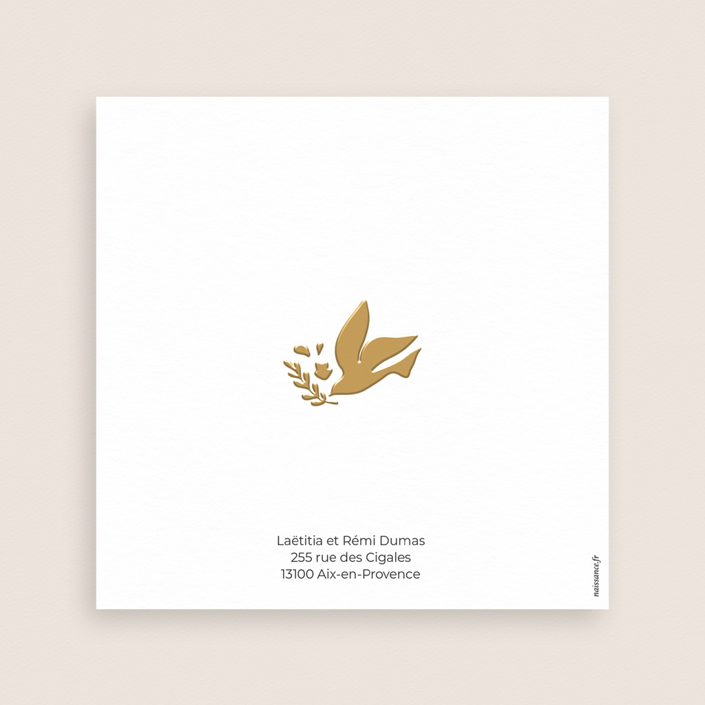 Faire-part de Bapt&ecirc;me Ailes d&rsquo;Or