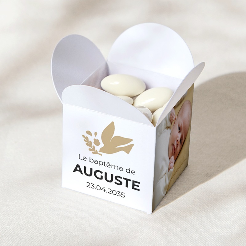 Bo&icirc;te &agrave; drag&eacute;es bapt&ecirc;me Ailes d&rsquo;Or