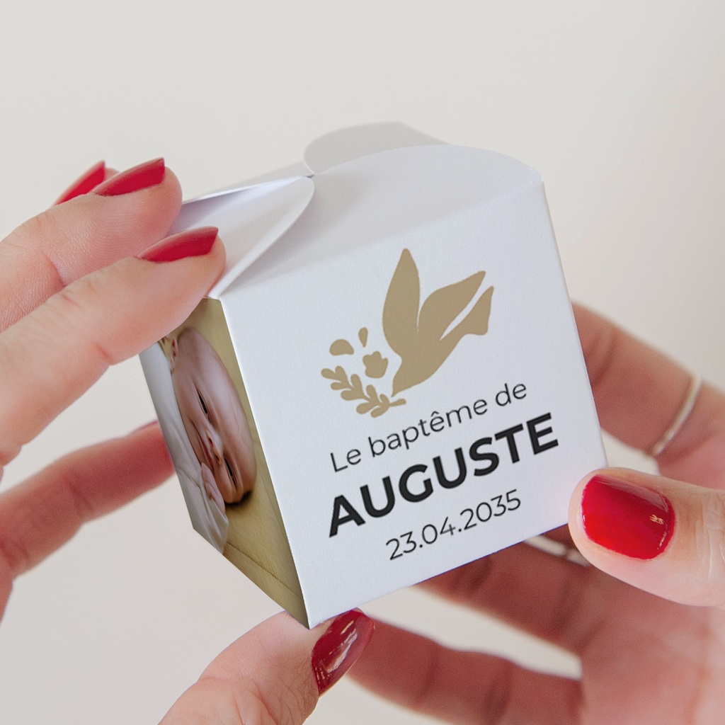 Bo&icirc;te &agrave; drag&eacute;es bapt&ecirc;me Ailes d&rsquo;Or pas cher