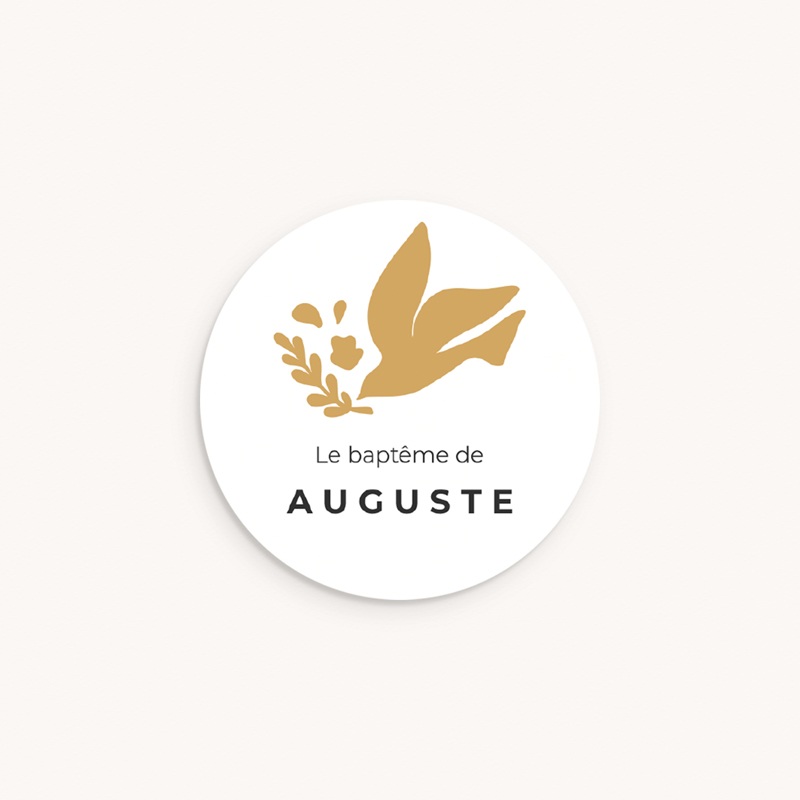 Sticker Enveloppe Bapt&ecirc;me Ailes d&rsquo;Or
