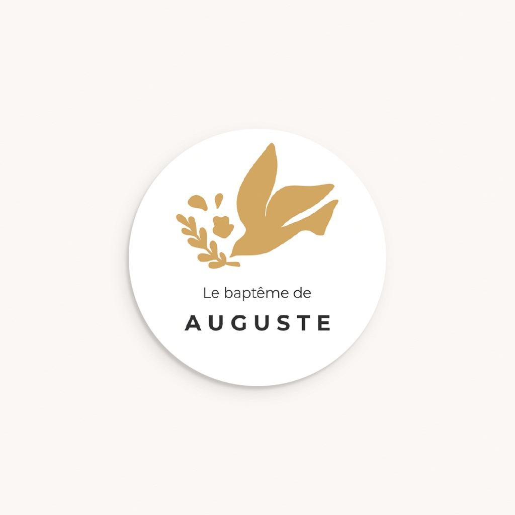 Sticker Enveloppe Bapt&ecirc;me Ailes d&rsquo;Or