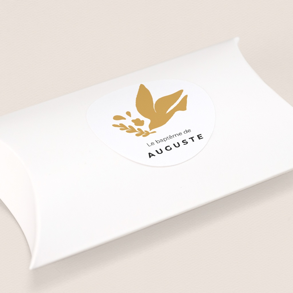 Sticker Enveloppe Bapt&ecirc;me Ailes d&rsquo;Or