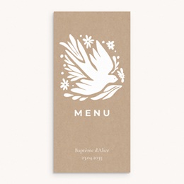 Menu de bapt&ecirc;me Ailes de Lumi&egrave;re