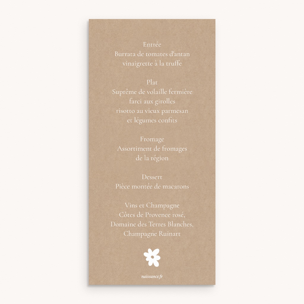 Menu de bapt&ecirc;me Ailes de Lumi&egrave;re pas cher