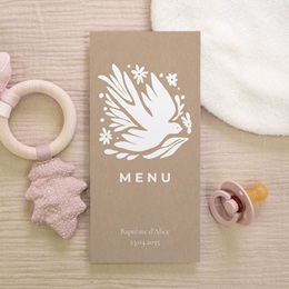 Menu de bapt&ecirc;me Ailes de Lumi&egrave;re gratuit