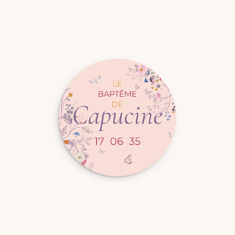 Sticker Enveloppe Bapt&ecirc;me La douce floraison