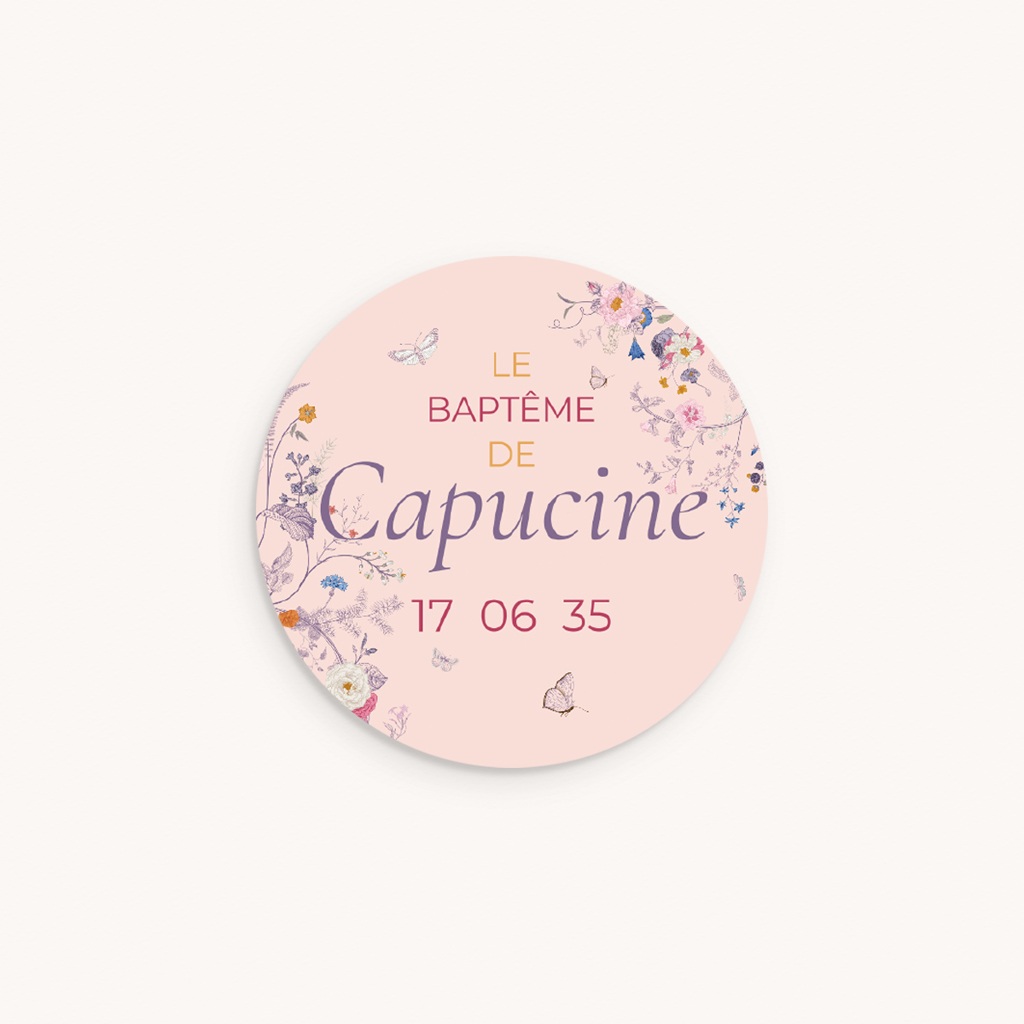 Sticker Enveloppe Bapt&ecirc;me La douce floraison