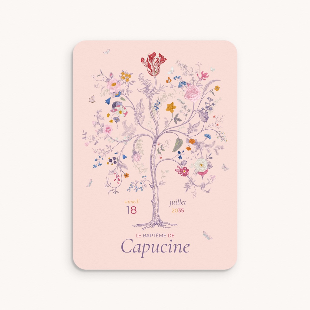 Faire-part de Bapt&ecirc;me La douce floraison