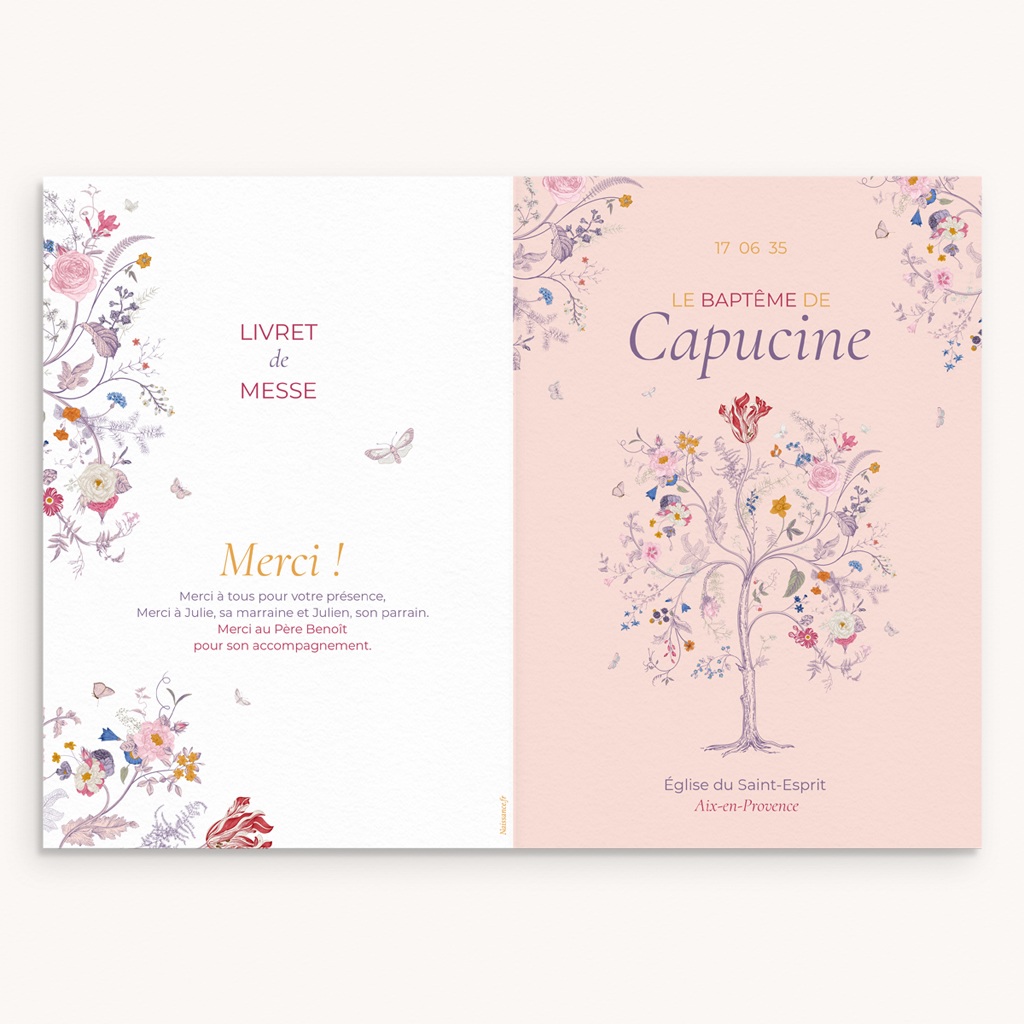 Livret de Messe Bapt&ecirc;me La douce floraison pas cher