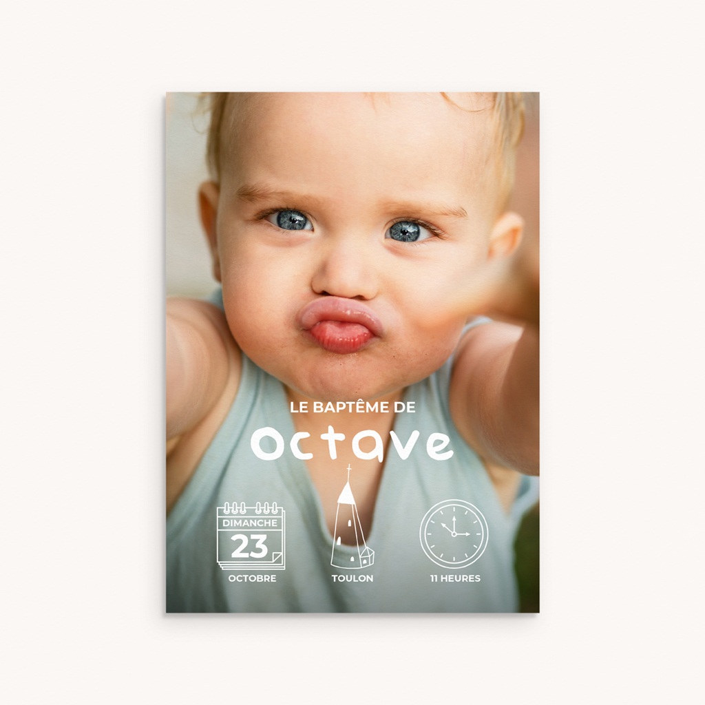 Faire-part de Bapt&ecirc;me Foi & Lumi&egrave;re