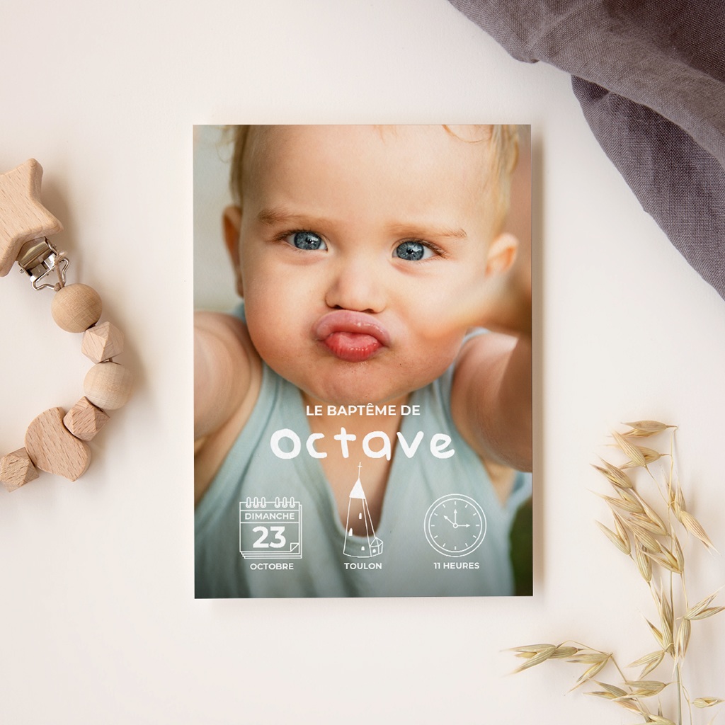 Faire-part de Bapt&ecirc;me Foi & Lumi&egrave;re gratuit