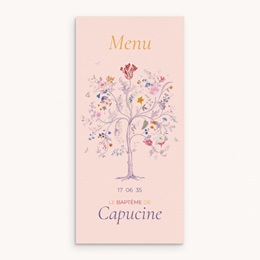 Menu de bapt&ecirc;me La douce floraison