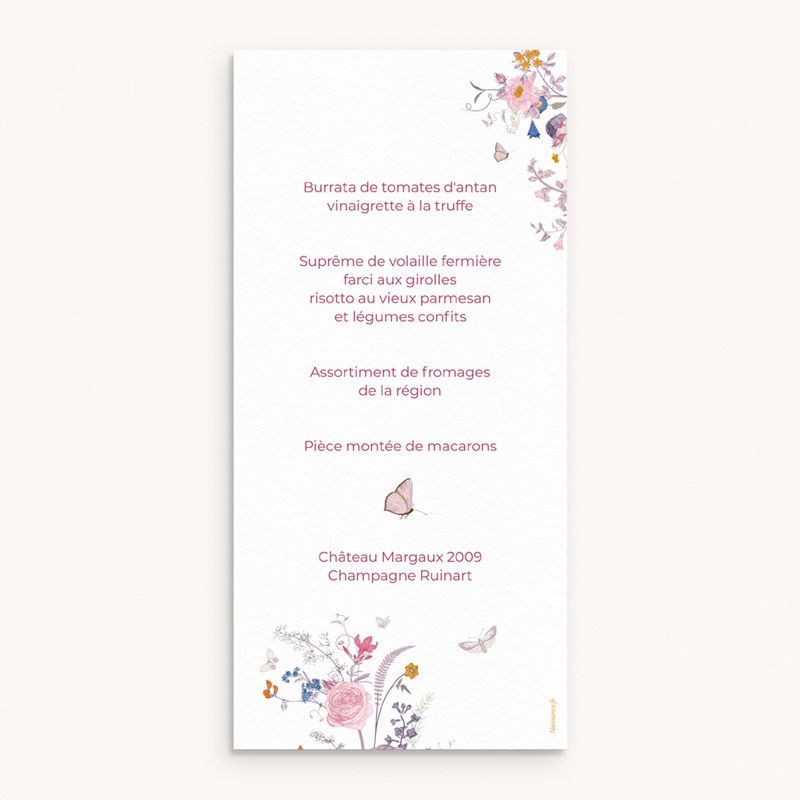 Menu de bapt&ecirc;me La douce floraison pas cher