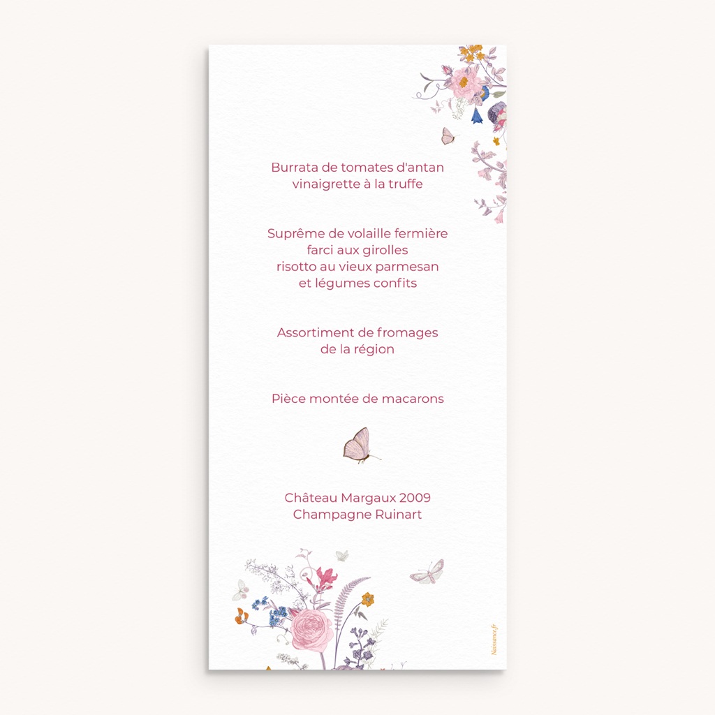 Menu de bapt&ecirc;me La douce floraison pas cher