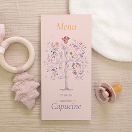Menu de bapt&ecirc;me La douce floraison gratuit