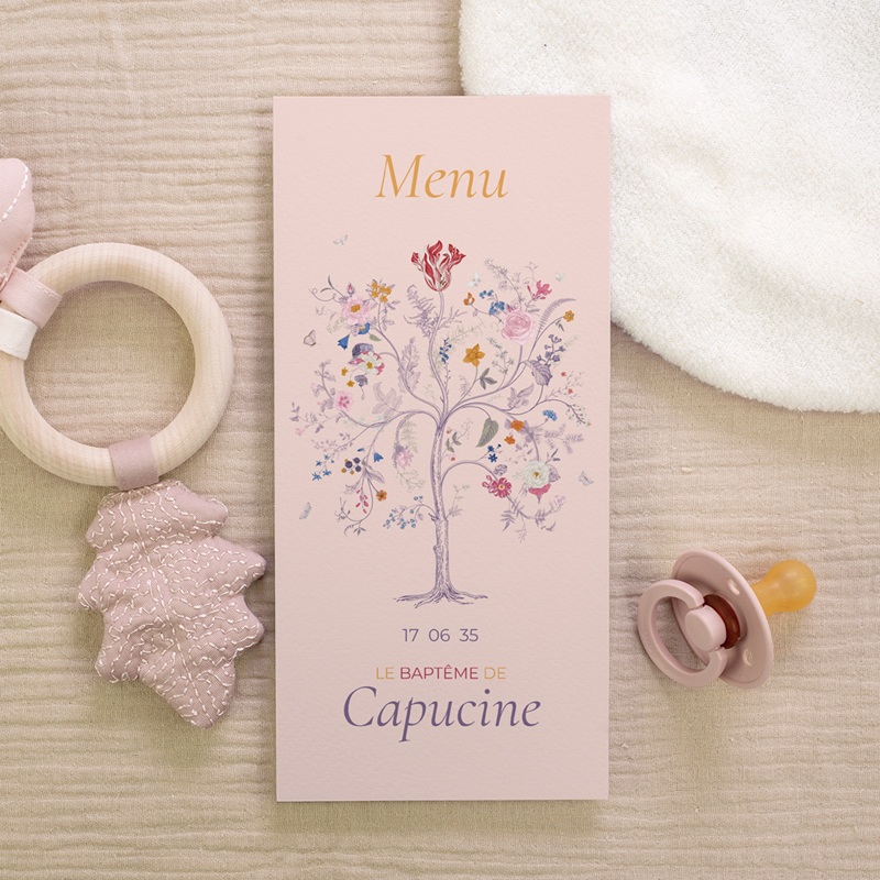 Menu de bapt&ecirc;me La douce floraison gratuit