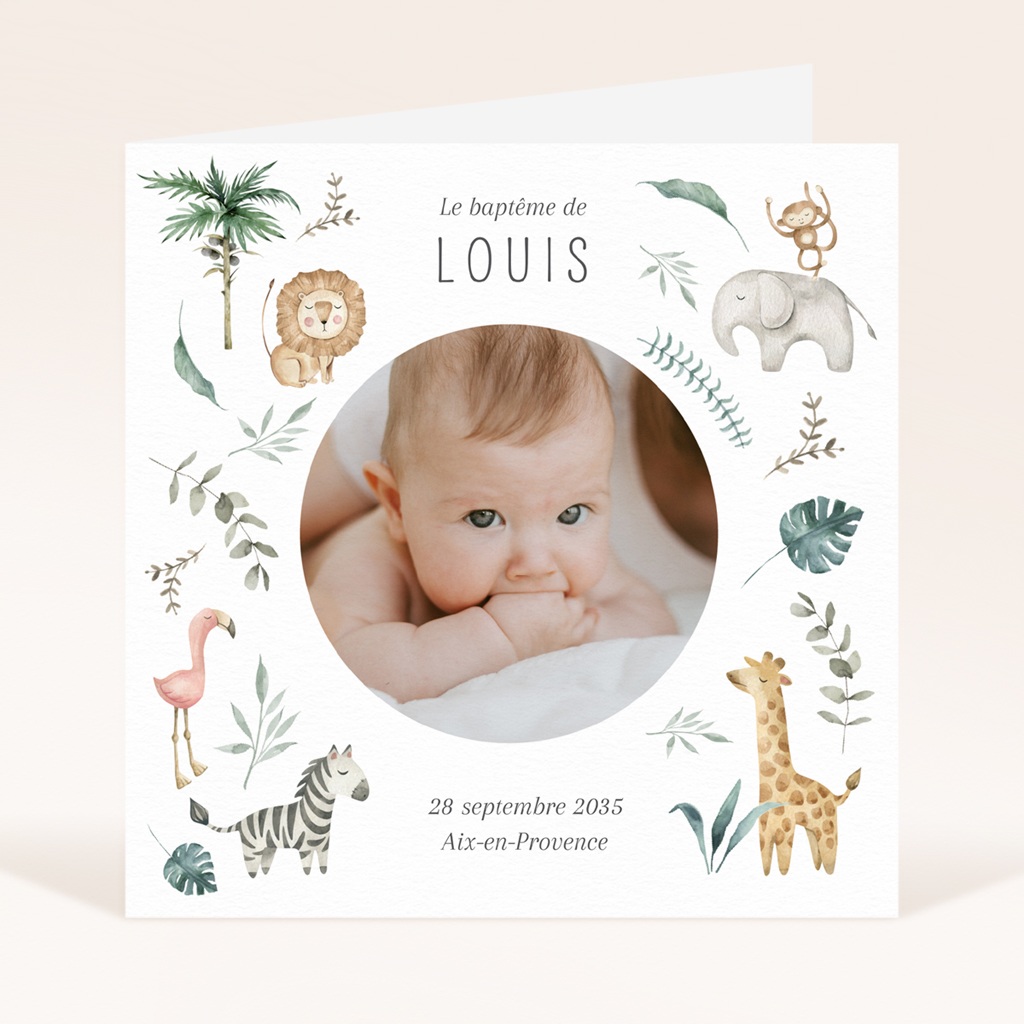 Faire-part de Bapt&ecirc;me B&eacute;ni dans la Nature