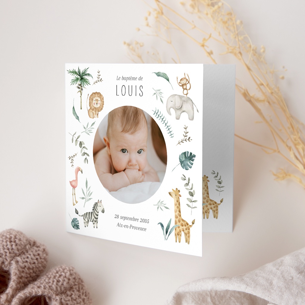 Faire-part de Bapt&ecirc;me B&eacute;ni dans la Nature gratuit