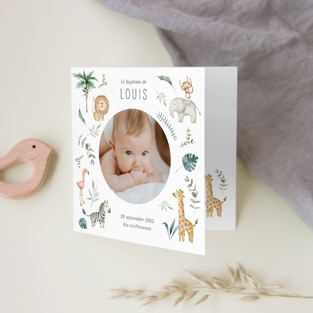 Faire-part de Bapt&ecirc;me B&eacute;ni dans la Nature