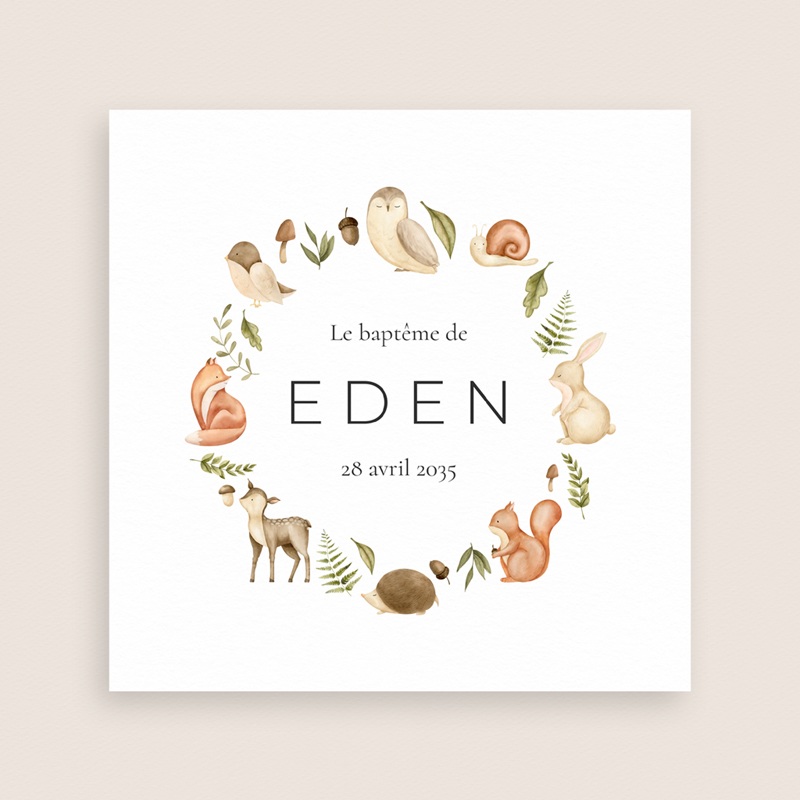 Faire-part de Bapt&ecirc;me Un Souffle de Nature gratuit