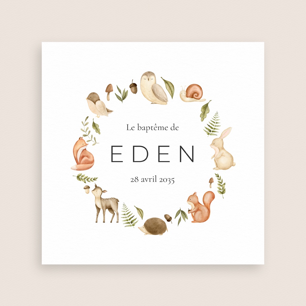 Faire-part de Bapt&ecirc;me Un Souffle de Nature gratuit