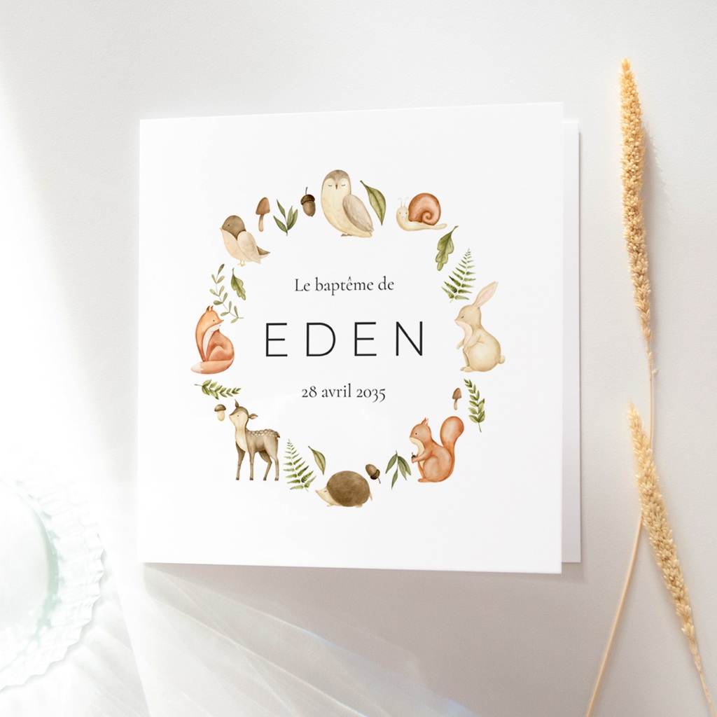 Faire-part de Bapt&ecirc;me Un Souffle de Nature