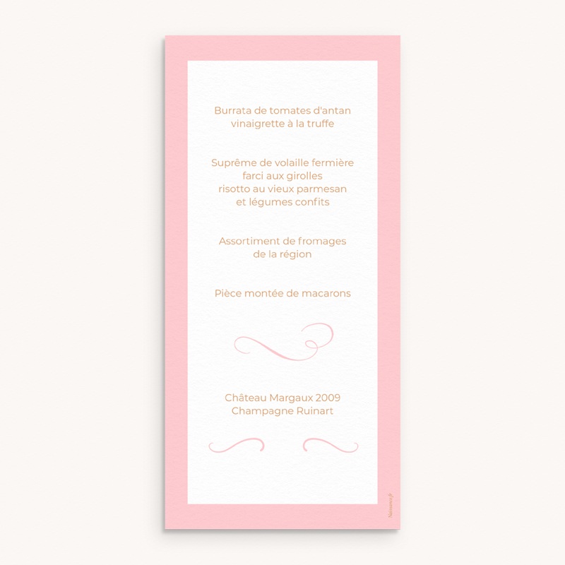 Menu de bapt&ecirc;me Une vie nouvelle pas cher