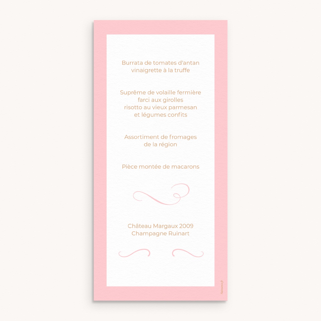 Menu de bapt&ecirc;me Une vie nouvelle pas cher