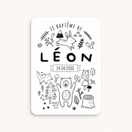 Faire-part de Bapt&ecirc;me Les Amis de la For&ecirc;t