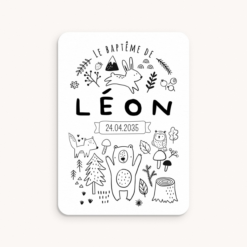 Faire-part de Bapt&ecirc;me Les Amis de la For&ecirc;t