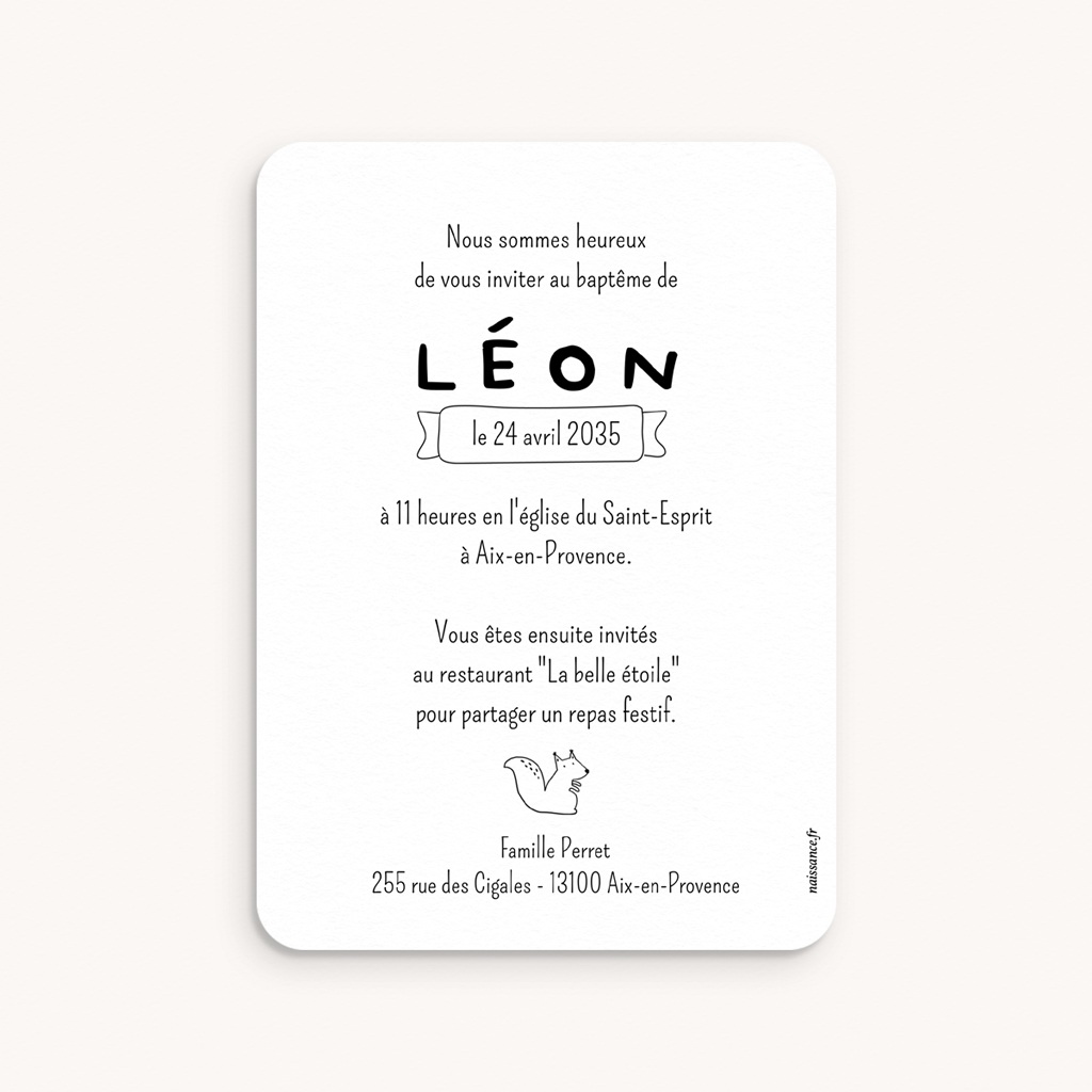 Faire-part de Bapt&ecirc;me Les Amis de la For&ecirc;t pas cher