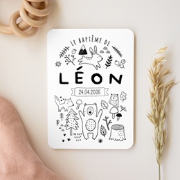 Faire-part de Bapt&ecirc;me Les Amis de la For&ecirc;t gratuit