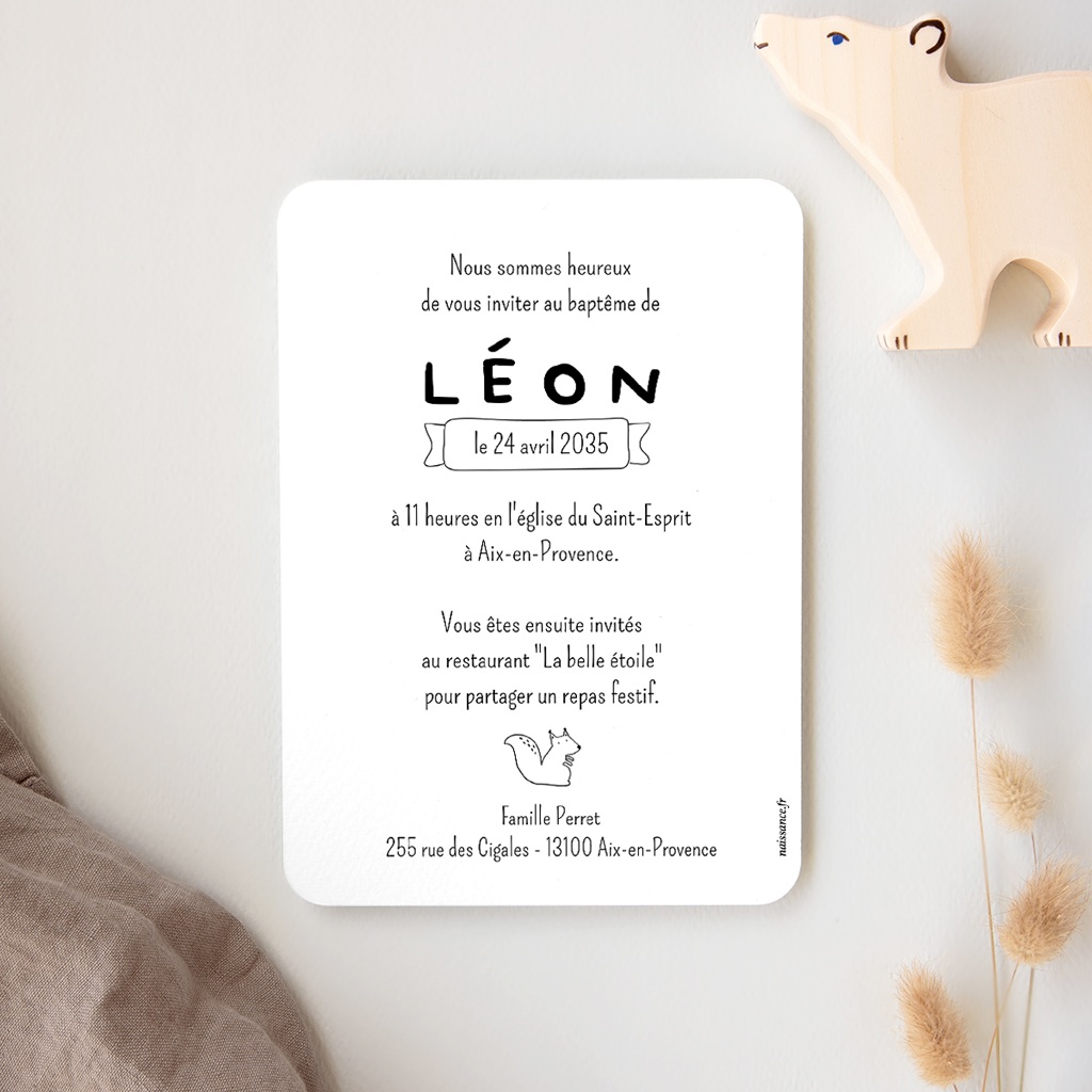 Faire-part de Bapt&ecirc;me Les Amis de la For&ecirc;t