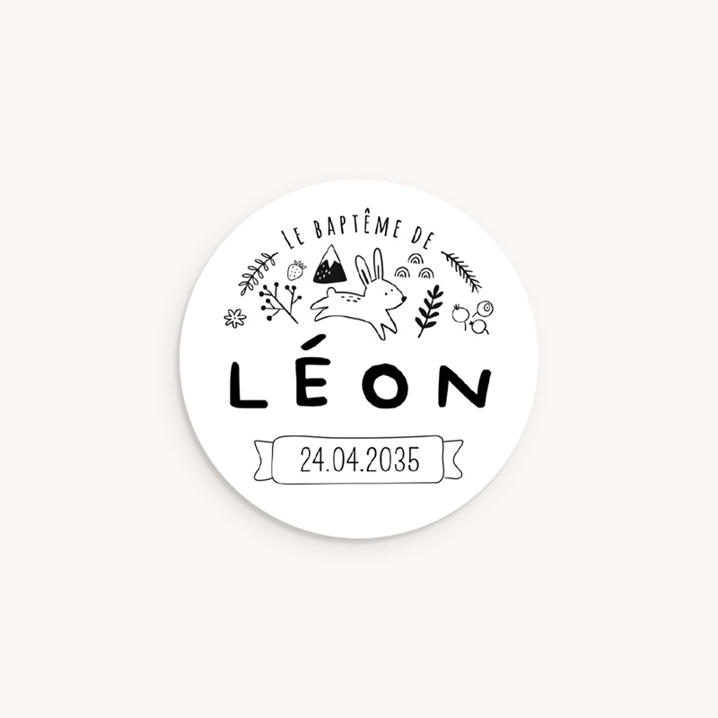 Sticker Enveloppe Bapt&ecirc;me Les Amis de la For&ecirc;t