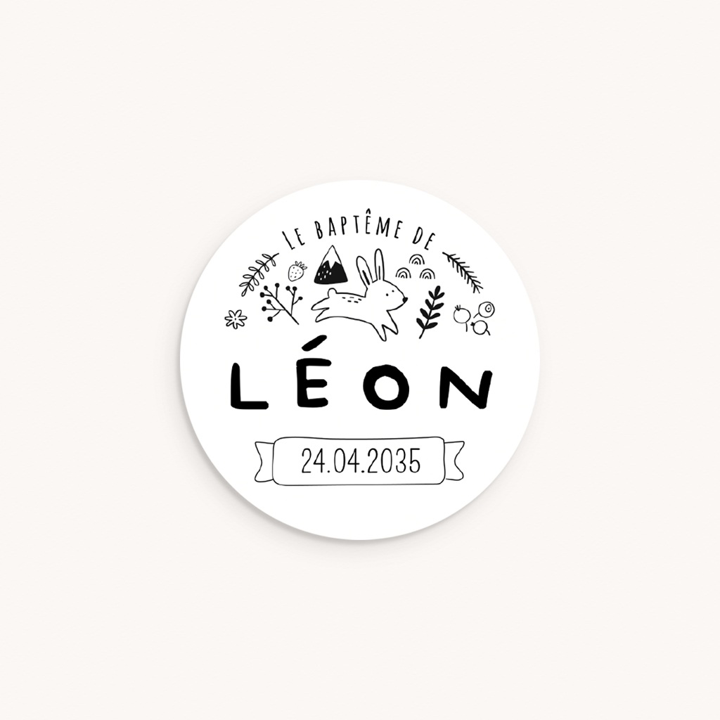 Sticker Enveloppe Bapt&ecirc;me Les Amis de la For&ecirc;t