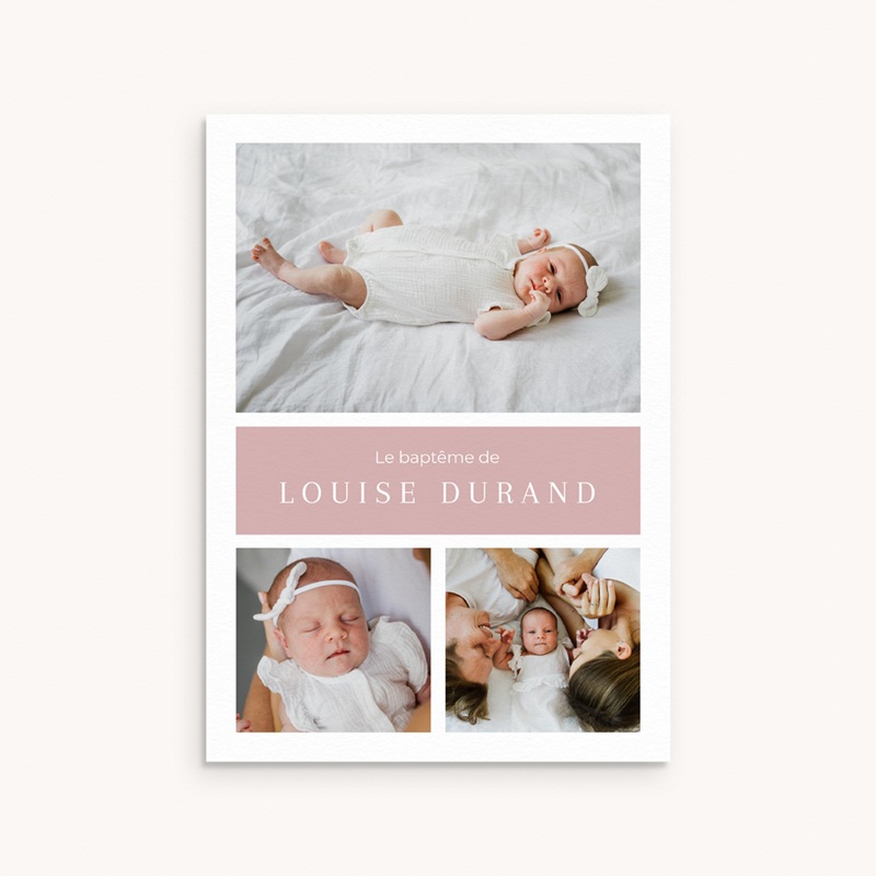 Faire-part de Bapt&ecirc;me Douce Lumi&egrave;re