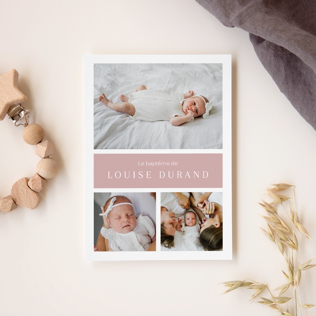 Faire-part de Bapt&ecirc;me Douce Lumi&egrave;re gratuit