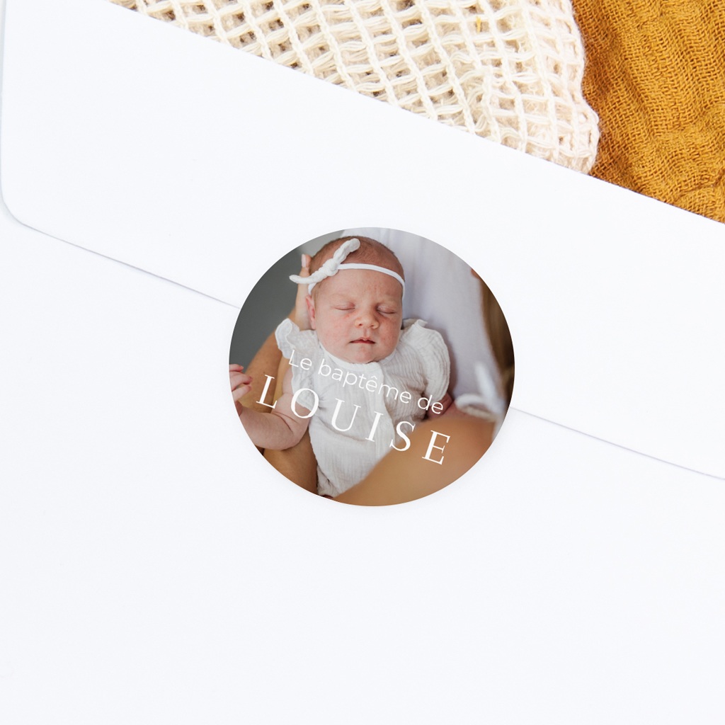 Sticker Enveloppe Bapt&ecirc;me Douce Lumi&egrave;re gratuit