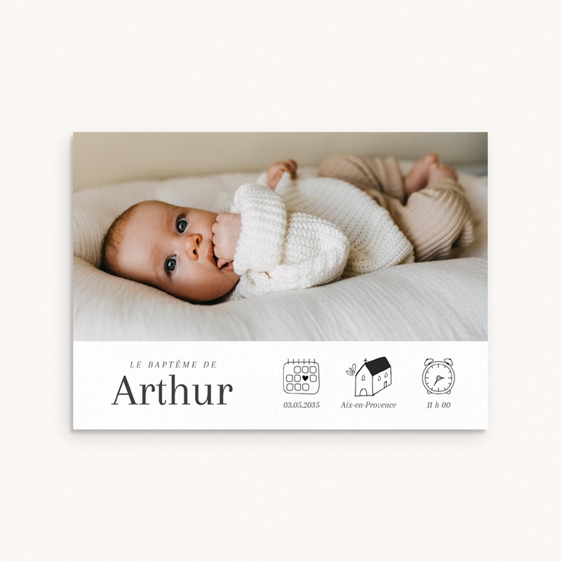 Faire-part de Bapt&ecirc;me Un C&oelig;ur qui Grandit