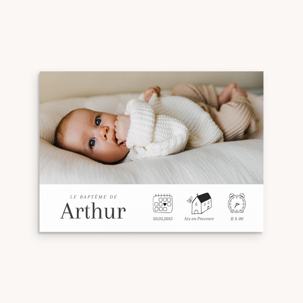 Faire-part de Bapt&ecirc;me Un C&oelig;ur qui Grandit